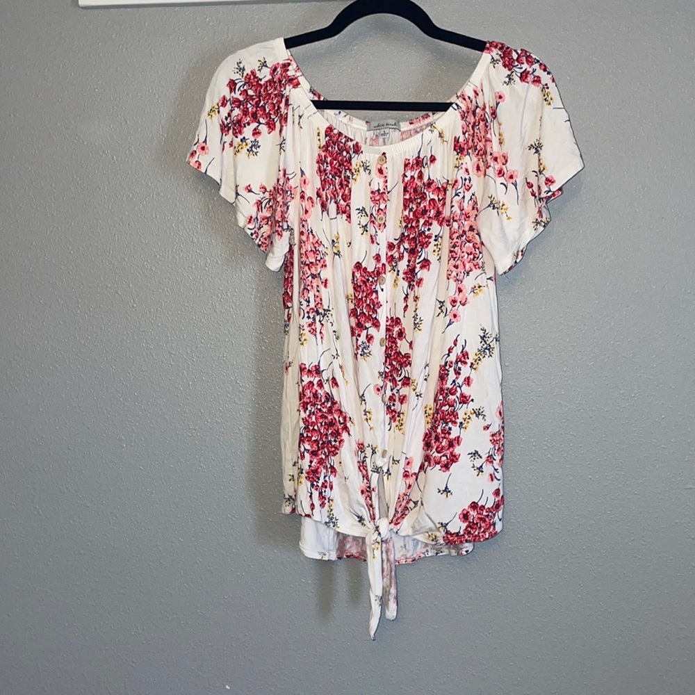 Floral Front Tie Shirt